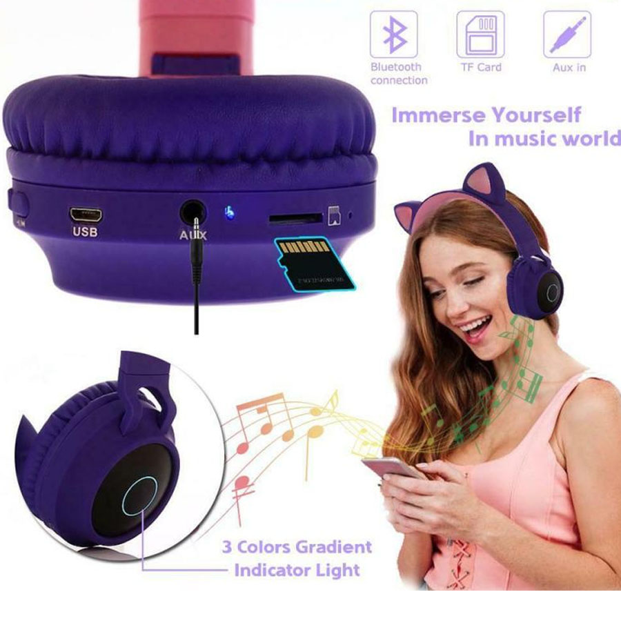 ❤ Audífonos Orejas De Gato Diadema Bluetooth Fm Micro Y Luces ✓ - MILOS  STORE | Productos Exclusivos y personalizados para tu mascota.